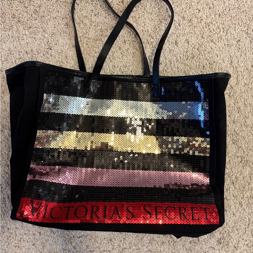 Victoria's Secret Black and Multicolor Sequin Tote